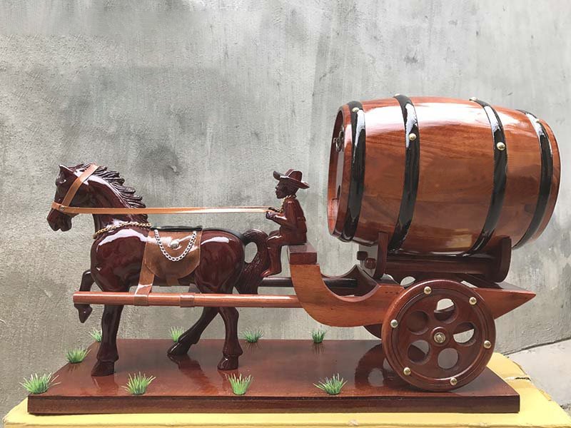 Xe ngựa đơn kéo trống rượu